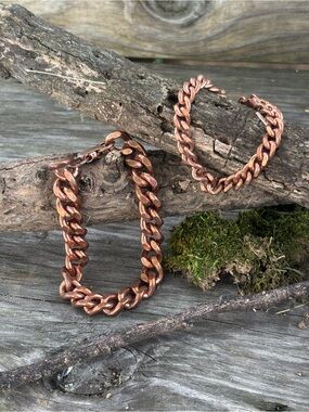 Women/Men SOLID COPPER Chunky Chain Bracelet - Elegant Link Style